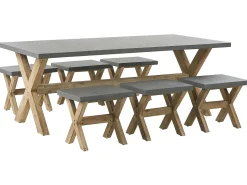 Gartenmöbel Set Faserzement Grau 6-Sitzer 7-Teilig Olbia