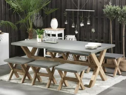 Gartenmöbel Set Faserzement Grau 6-Sitzer 7-Teilig Olbia