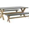 Gartenmöbel Set Faserzement Grau 6-Sitzer 3-Teilig Olbia