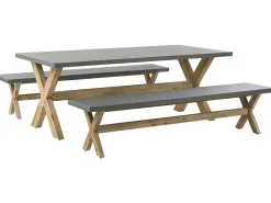 Gartenmöbel Set Faserzement Grau 6-Sitzer 3-Teilig Olbia