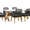 Gartenmöbel Set Faserzement 200 X 100 Cm 6-Sitzer Stühle Weis / Schwarz Olbia