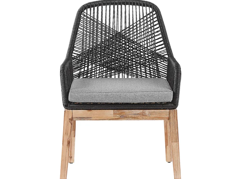 Gartenmöbel Set Faserzement 200 X 100 Cm 6-Sitzer Stühle Weis / Schwarz Olbia