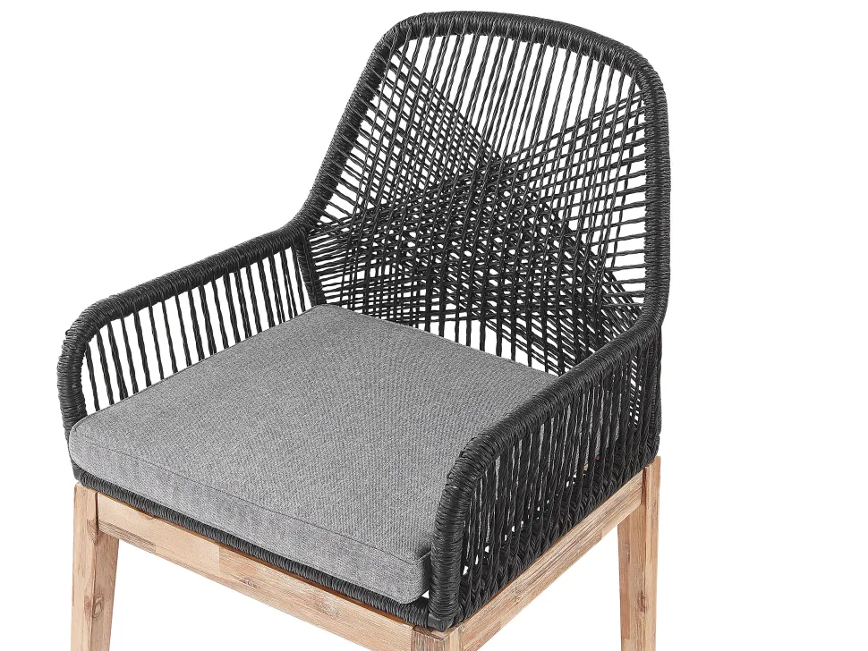 Gartenmöbel Set Faserzement 200 X 100 Cm 6-Sitzer Stühle Weis / Schwarz Olbia