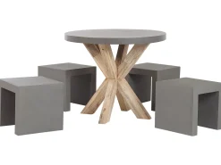 Gartenmöbel Set Faserzement Grau 4-Sitzer Tisch 90 Cm Olbia/Taranto