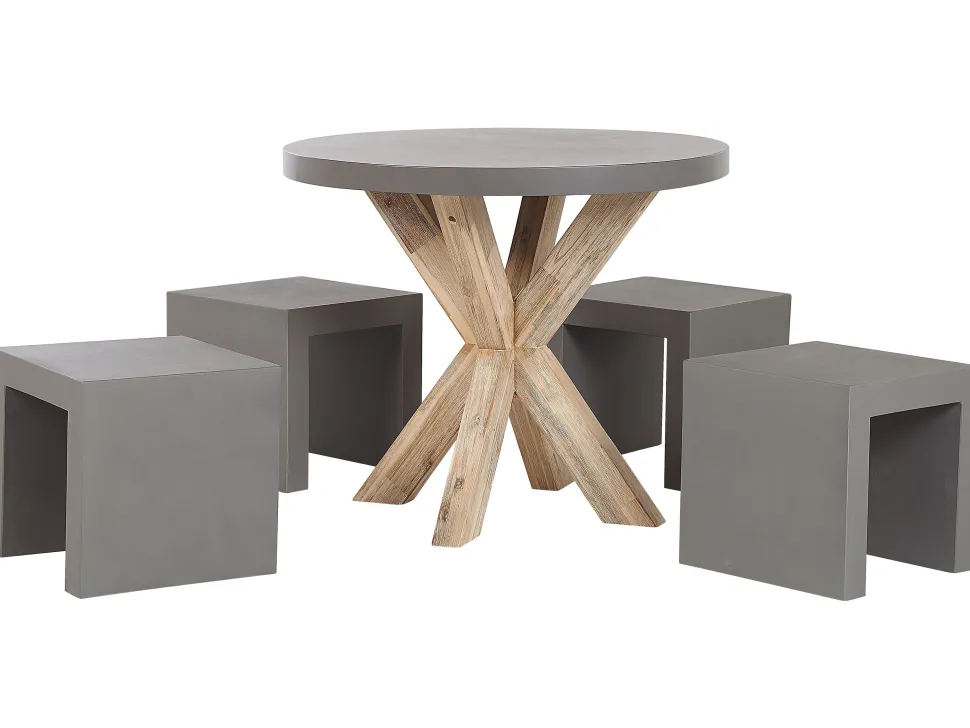 Gartenmöbel Set Faserzement Grau 4-Sitzer Tisch 90 Cm Olbia/Taranto