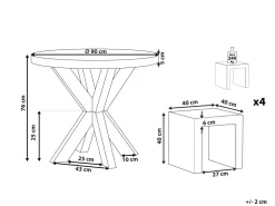 Gartenmöbel Set Faserzement Grau 4-Sitzer Tisch 90 Cm Olbia/Taranto