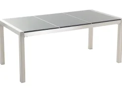 Gartenmöbel Set Granit Grau Poliert 180 X 90 Cm 6-Sitzer Stühle Textilbespannung Grau Grosseto