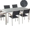 Gartenmöbel Set Granit Grau Poliert 180 X 90 Cm 6-Sitzer Stühle Textilbespannung Grosseto