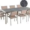 Gartenmöbel Set Granit Grau Poliert 220 X 100 Cm 8-Sitzer Stühle Textilbespannung Beige Grosseto