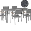 Gartenmöbel Set Granit Grau Poliert 180 X 90 Cm 6-Sitzer Stühle Textilbespannung Grau Grosseto