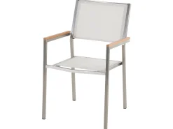 Gartenmöbel Set Granit Grau Poliert 180 X 90 Cm 6-Sitzer Stühle Textilbespannung Weis Grosseto
