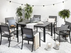 Gartenmöbel Set Kunstholz Grau 6-Sitzer Como