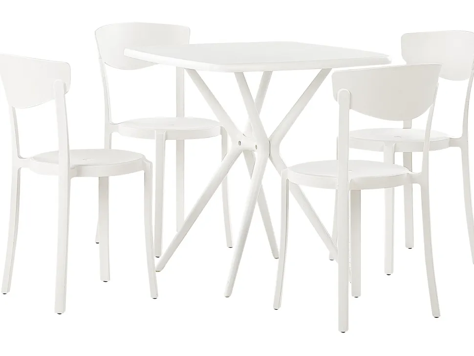Gartenmöbel Set Kunststoff Weis 4-Sitzer Sersale / Vieste