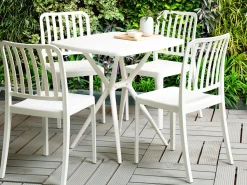 Gartenmöbel Set Kunststoff Weis 4-Sitzer Sersale