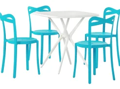 Gartenmöbel Set Kunststoff Weis / Blau 4-Sitzer Sersale / Camogli
