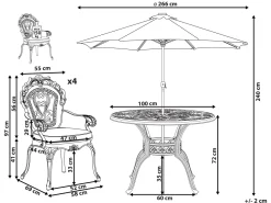 Gartenmöbel Set Mit Sonnenschirm Aluminium Dunkelbraun 4-Sitzer Sapri