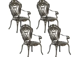 Gartenmöbel Set Mit Sonnenschirm Aluminium Dunkelbraun 4-Sitzer Sapri