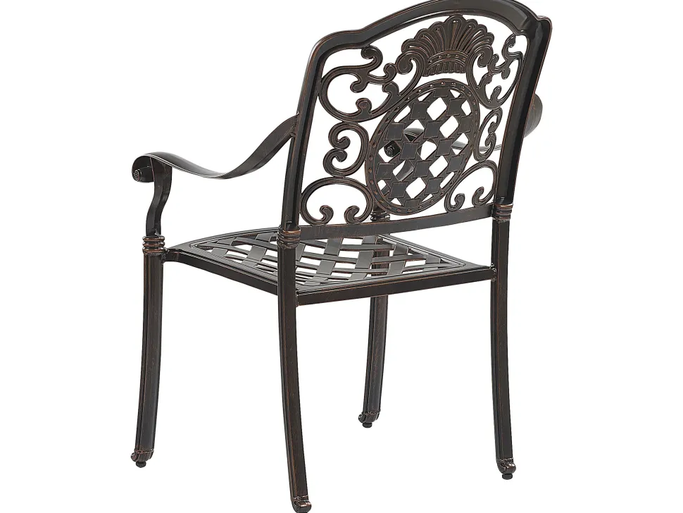 Gartenmöbel Set Mit Sonnenschirm Aluminium Dunkelbraun 4-Sitzer Salento
