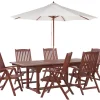 Gartenmöbel Set Mit Sonnenschirm Akazienholz Dunkelbraun 6-Sitzer Toscana