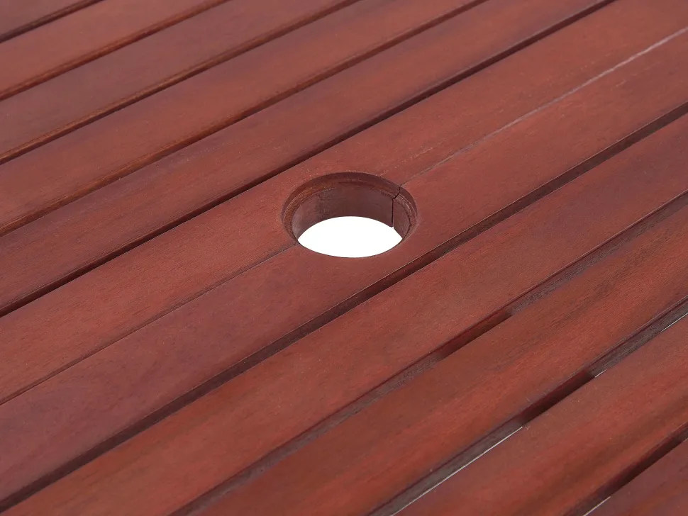Gartenmöbel Set Mit Sonnenschirm Akazienholz Dunkelbraun 6-Sitzer Toscana