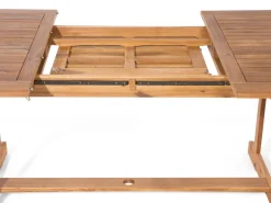 Gartenmöbel Set Mit Sonnenschirm Akazienholz Hellbraun 6-Sitzer Maui