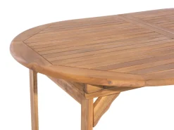 Gartenmöbel Set Mit Sonnenschirm Akazienholz Hellbraun 6-Sitzer Maui