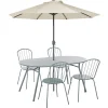 Gartenmöbel Set Mit Sonnenschirm Metall Hellblau 4-Sitzer Calvi