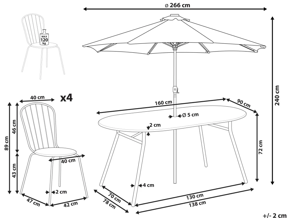 Gartenmöbel Set Mit Sonnenschirm Metall Hellblau 4-Sitzer Calvi