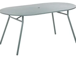 Gartenmöbel Set Mit Sonnenschirm Metall Hellblau 4-Sitzer Calvi