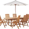 Gartenmöbel Set Mit Sonnenschirm Akazienholz Hellbraun 6-Sitzer Java