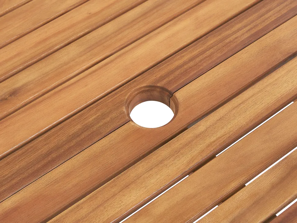 Gartenmöbel Set Mit Sonnenschirm Akazienholz Hellbraun 6-Sitzer Java