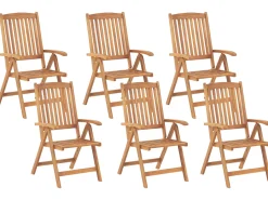 Gartenmöbel Set Mit Sonnenschirm Akazienholz Hellbraun 6-Sitzer Java