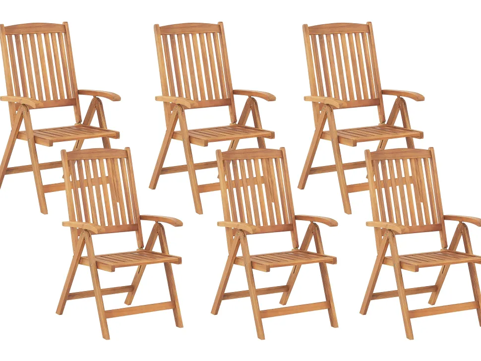 Gartenmöbel Set Mit Sonnenschirm Akazienholz Hellbraun 6-Sitzer Java