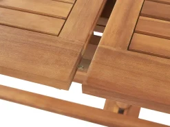 Gartenmöbel Set Mit Sonnenschirm Akazienholz Hellbraun 6-Sitzer Java
