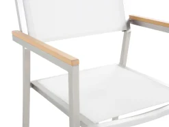 Gartenmöbel Set Naturstein Schwarz Geflammt 180 X 90 Cm 6-Sitzer Stühle Textilbespannung Weis Grosseto
