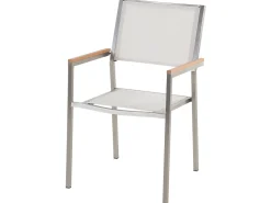 Gartenmöbel Set Naturstein Schwarz Poliert 220 X 100 Cm 8-Sitzer Stühle Textilbespannung Weis Grosseto