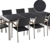 Gartenmöbel Set Naturstein Schwarz Poliert 220 X 100 Cm 8-Sitzer Stühle Rattan Grosseto