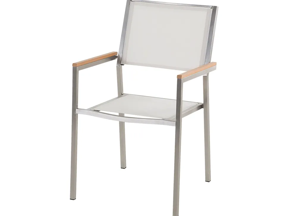 Gartenmöbel Set Naturstein Schwarz Geflammt 180 X 90 Cm 6-Sitzer Stühle Weis Grosseto