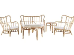 Gartenmöbel Set Rattan Naturlich Sofa 4-Sitzer Auflagen Beige Brindisi
