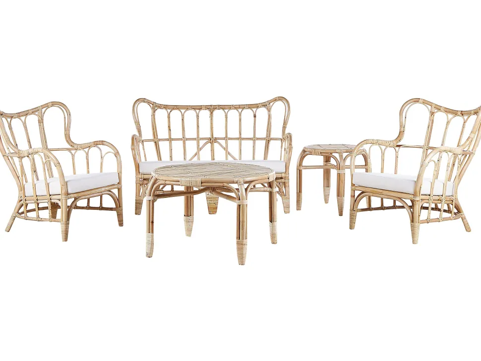 Gartenmöbel Set Rattan Naturlich Sofa 4-Sitzer Auflagen Beige Brindisi