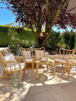 Gartenmöbel Set Rattan Naturlich Sofa 4-Sitzer Auflagen Beige Brindisi