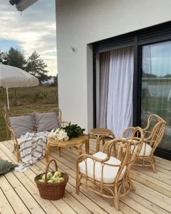 Gartenmöbel Set Rattan Naturlich Sofa 4-Sitzer Auflagen Beige Brindisi