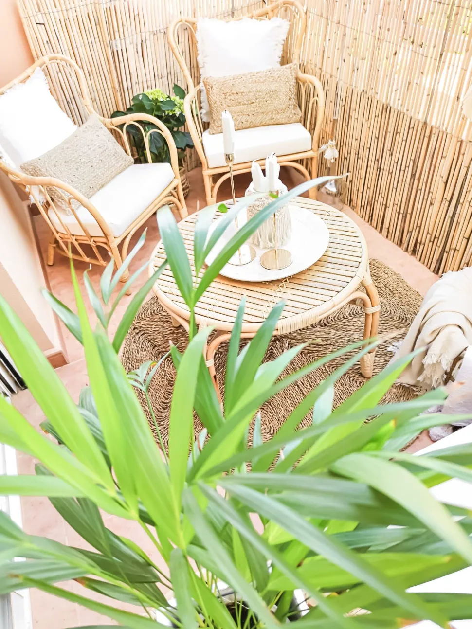 Gartenmöbel Set Rattan Naturlich Sofa 4-Sitzer Auflagen Beige Brindisi