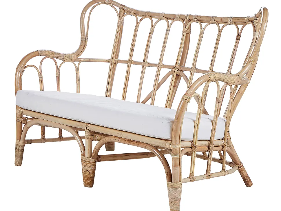 Gartenmöbel Set Rattan Naturlich Sofa 4-Sitzer Auflagen Beige Brindisi