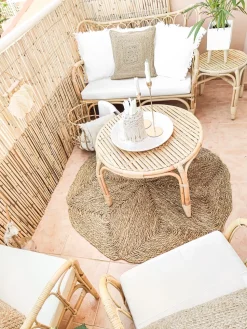Gartenmöbel Set Rattan Naturlich Sofa 4-Sitzer Auflagen Beige Brindisi