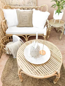 Gartenmöbel Set Rattan Naturlich Sofa 4-Sitzer Auflagen Beige Brindisi