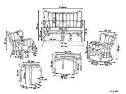 Gartenmöbel Set Rattan Naturlich Sofa 4-Sitzer Auflagen Beige Brindisi