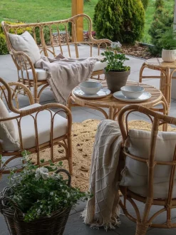 Gartenmöbel Set Rattan Naturlich Sofa 4-Sitzer Auflagen Beige Brindisi