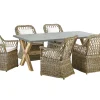Gartenmöbel Set Rattan Naturlich 6-Sitzer Auflagen Cremeweis Maros/Olbia
