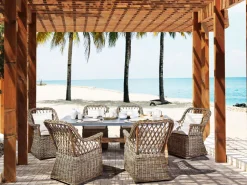 Gartenmöbel Set Rattan Naturlich 6-Sitzer Auflagen Cremeweis Maros/Olbia